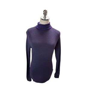 Smart Merino Wool Top Medium Women's Size Purple Turtleneck 100% Merino Wool